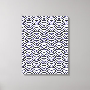 Japanska blåa Vinkara Seigaiha Sea Canvastryck