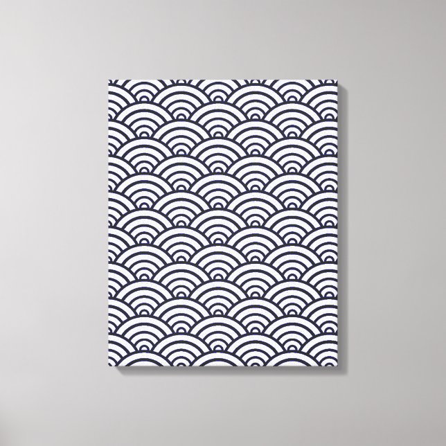 Japanska blåa Vinkara Seigaiha Sea Canvastryck (Framsida)