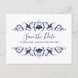 japanska | Blåblått Bröllop spara datum Meddelande Vykort