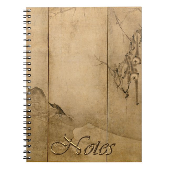 Japanska Bläck om pappra Gibbons Primates & Ligcap Anteckningsbok Med Spiral (Framsidan)