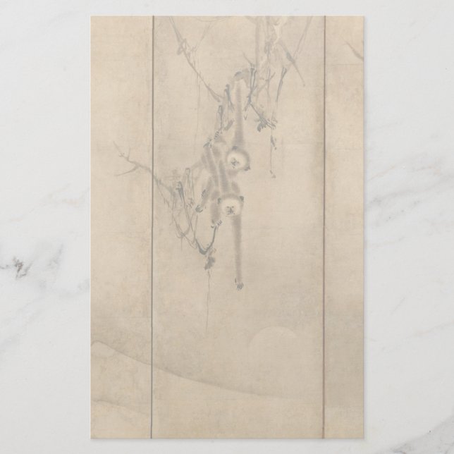 Japanska Bläck om pappra Gibbons Primates & Ligcap Brevpapper (Framsida)