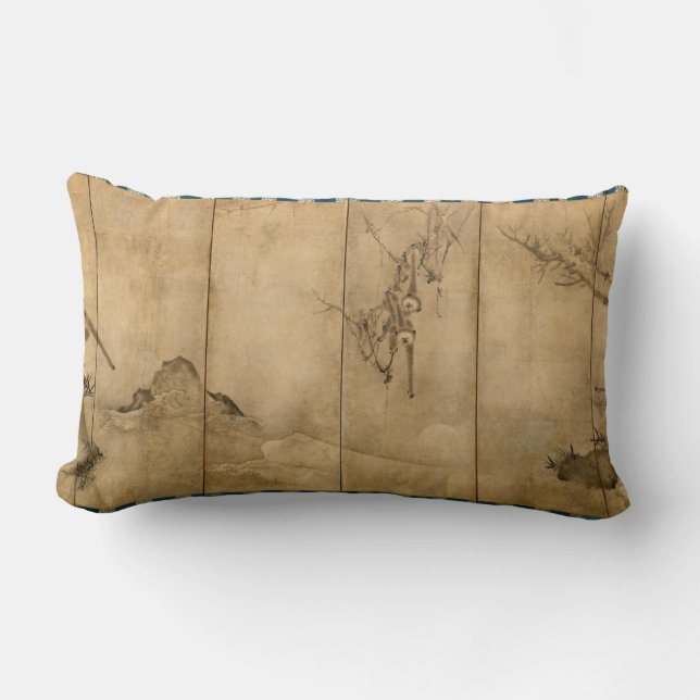 Japanska Bläck om pappra Gibbons Primates & Ligcap Lumbarkudde (Framsida)