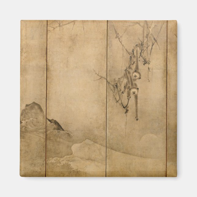 Japanska Bläck om pappra Gibbons Primates & Ligcap Magnet (Framsidan)