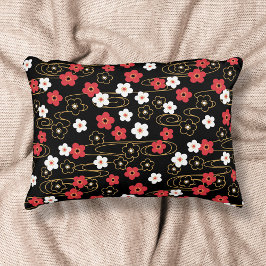 Japanska Black Sakura Cherry Blommar Flowers Prydnadskudde