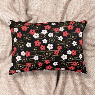 Japanska Black Sakura Cherry Blommar Flowers Prydnadskudde