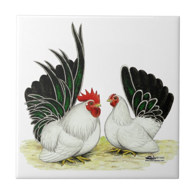 Japanska Blacktail Bantams Kakelplatta (Framsidan)