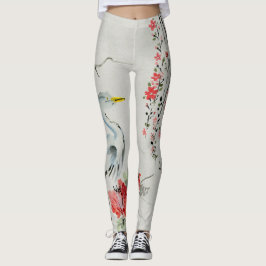 Japanska blom- Vines & krandesigndamasker Leggings
