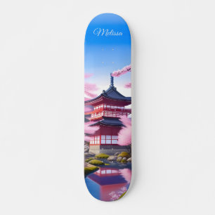 Japanska Blommar för landskapsfärd och Temple Mini Skateboard Bräda 18,5 Cm