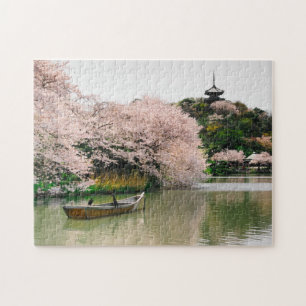 Japanska Blommar i floden Cherry Blooming Pussel