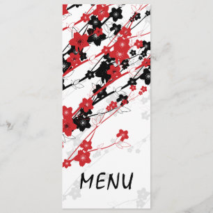 Japanska blommor i Elegant bröllop-menyn Röda Meny