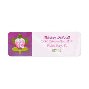 Japanska blommor, judiska 2 returadress etikett