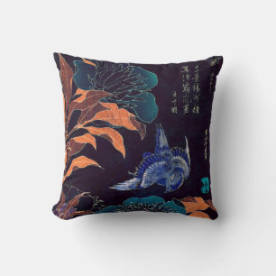 Japanska blommor och Bird Katsushika Hokusai-Mörk Kudde
