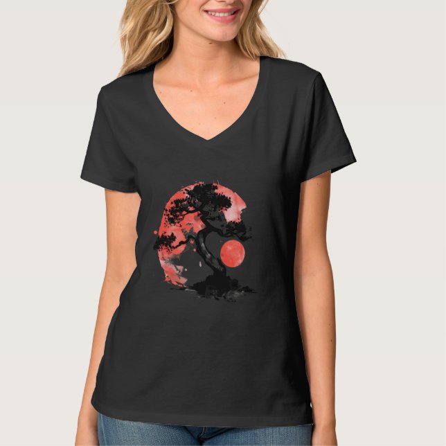 Japanska Bonsai Träd Enso Circle Zen Buddhist Bons T Shirt (Framsida)