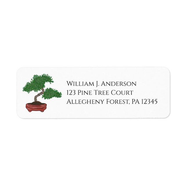 Japanska Bonsai Träd Returetiketter Returadress Etikett (Framsidan)