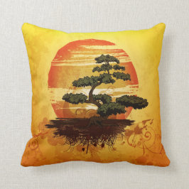Japanska Bonsai Träd Sunset Kudde