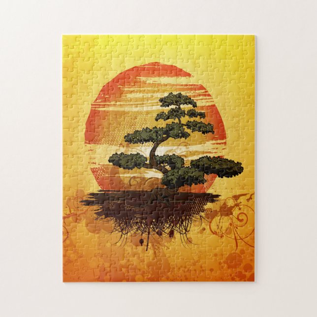 Japanska Bonsai Träd Sunset Pussel (Vertikal)