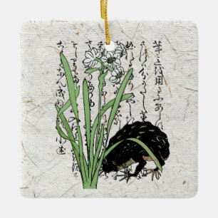 Japanska botaniska grodyngdyngdrom från artonhundr julgransprydnad keramik