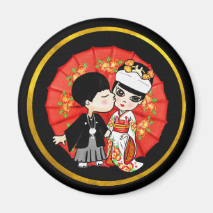 Japanska Bröllop Bride Groom - Cute Tecknad Kawaii Magnet