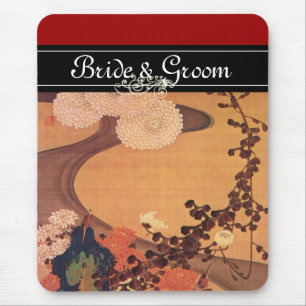 Japanska Bröllop Chrysanthemums vid ett flöde Musmatta