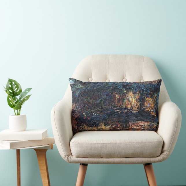 Japanska bron av Claude Monet, Vintage finkonst Lumbarkudde (Stol)