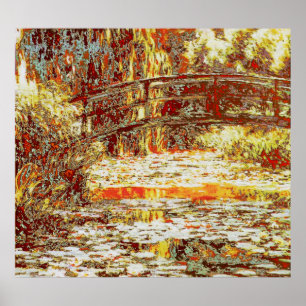 Japanska bron över Vatten Lilies - Claude Monet Poster