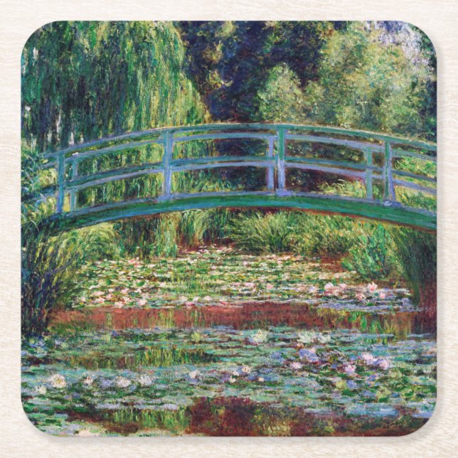 Japanska bron (Vatten-Lily Pond), Monet Underlägg Papper Kvadrat (Framsidan)