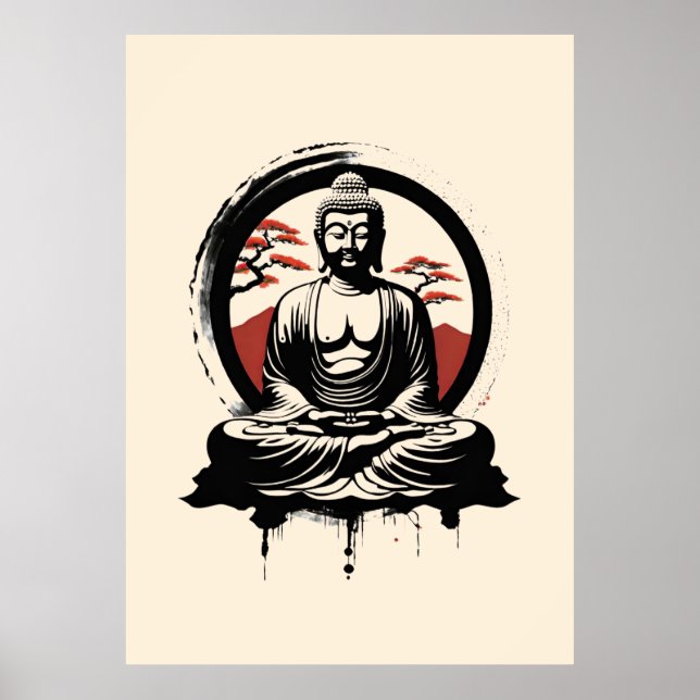 Japanska Buddha Zen Poster (Framsidan)