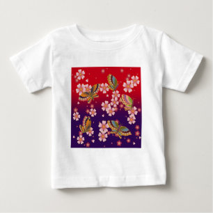 Japanska Butterflies Amid Sakura-Blommar T Shirt