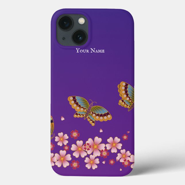 Japanska Butterflies Sakura Blommars Personlig (Baksida)