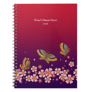 Japanska Butterflies Sakura Blommars Personlig Anteckningsbok