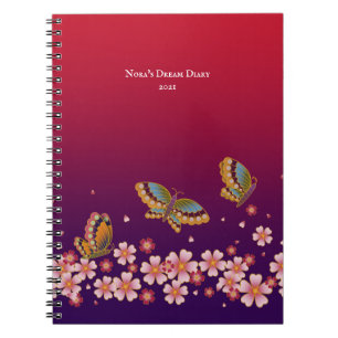 Japanska Butterflies Sakura Blommars Personlig Anteckningsbok