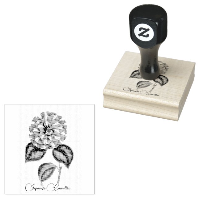 Japanska Camellia Flowers Rubber Frimärke Stämpel (Stämplad)