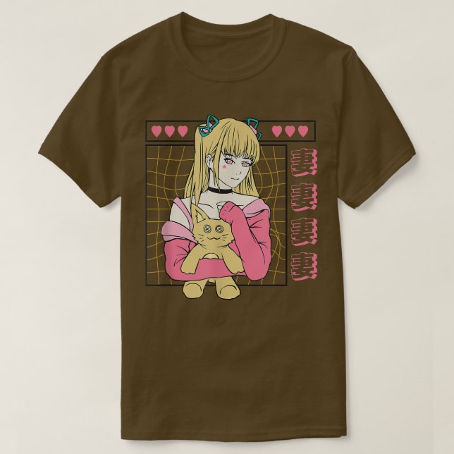 Japanska Cat Girl Anime Character Japan Aestthetic T Shirt (Design framsida)
