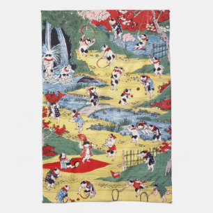 Japanska Cats Land, Utagawa Kunitoshi Kökshandduk