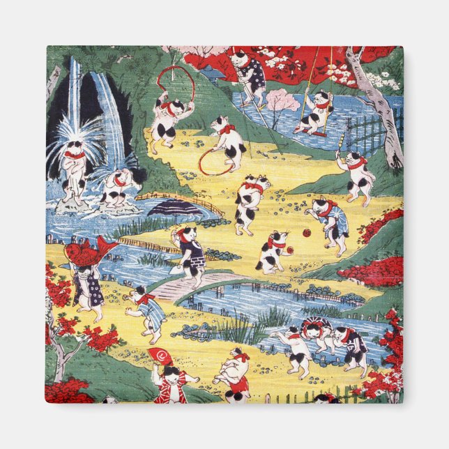Japanska Cats Land, Utagawa Kunitoshi Magnet (Framsidan)