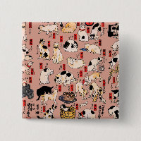 Japanska Cats Woodblock ukiyo-e Vintage Kattunge