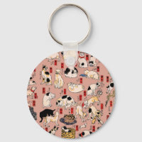 Japanska Cats Woodblock ukiyo-e Vintage Kattunge