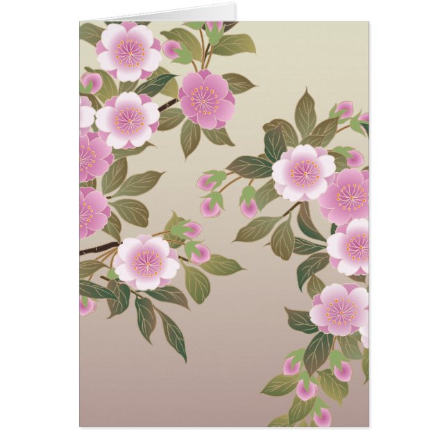 Japanska Cherry-Blommar Hälsningskort (Framsidan)
