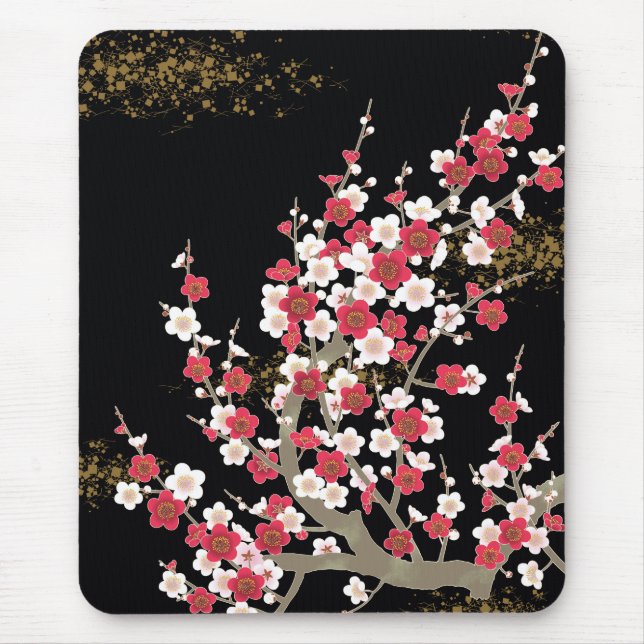Japanska Cherry Blommars Blommigt Fine Art Musmatta (Framsidan)