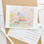 Japanska Cherry Blommars Watercolor Travel Inbjudan Vykort<br><div class="desc">Ett vackert målat vykort för färgsresor med körsbärsblommarna i Japan.</div>