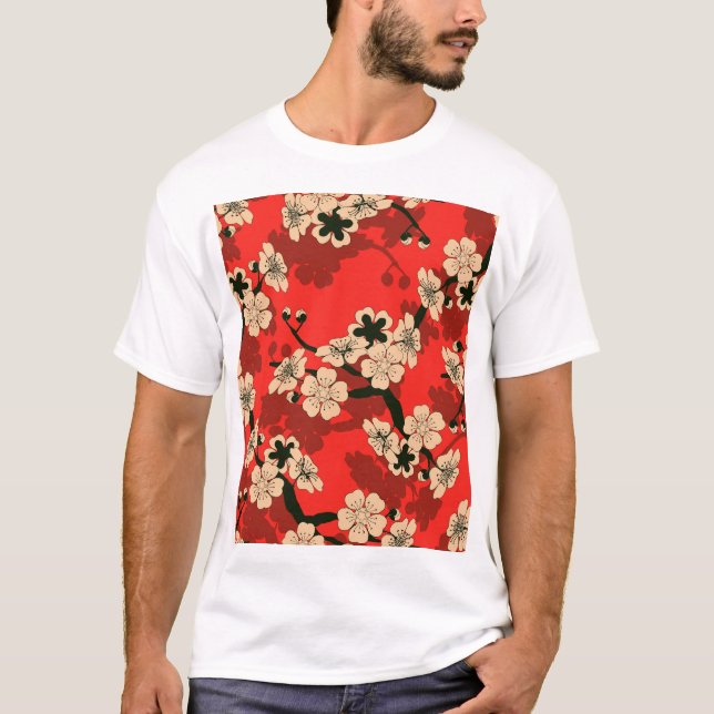 Japanska Cherry Gren: Snyggt T Shirt (Framsida)