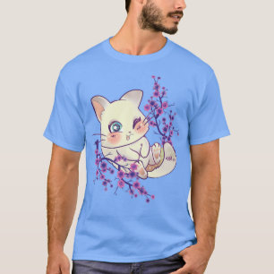 Japanska Cherry Sakura Träd Kawaii Kitten Flower B T Shirt