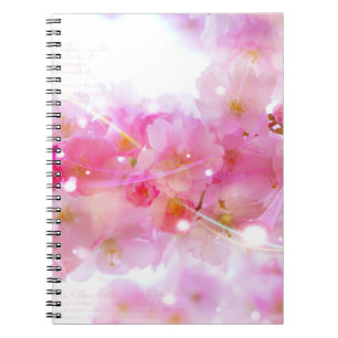 Japanska Cherry Träd med Pastel Rosa Blommars Anteckningsbok Med Spiral