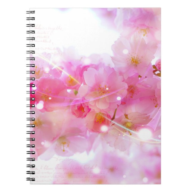 Japanska Cherry Träd med Pastel Rosa Blommars Anteckningsbok Med Spiral (Framsidan)