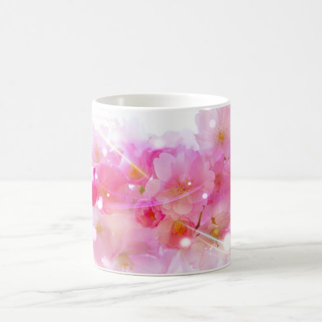 Japanska Cherry Träd med Pastel Rosa Blommars Kaffemugg (Center)