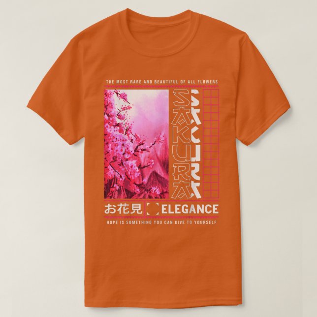 Japanska Cherrys Blommar Sakuras Träd Art Vår T Shirt (Design framsida)