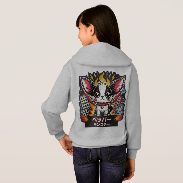 Japanska Chihuahua Monster Hoodie T Shirt (Hel baksida)