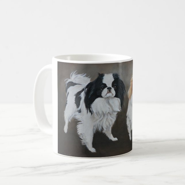 Japanska Chin Hund Art Mugg (Framsida vänster)