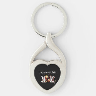 Japanska Chin Mamma-gåvor Twisted Heart Silverfärgad Nyckelring