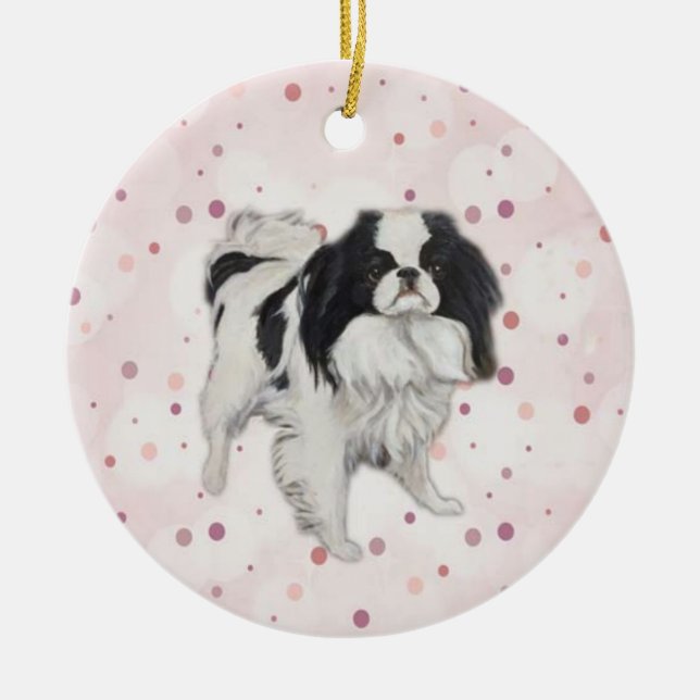 Japanska Chin Original Hund Art Ornament (Framsidan)